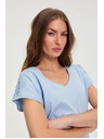 Moodo Csipkés ujjú blúz világoskék Moodo