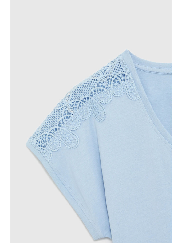 Moodo Csipkés ujjú blúz világoskék Moodo