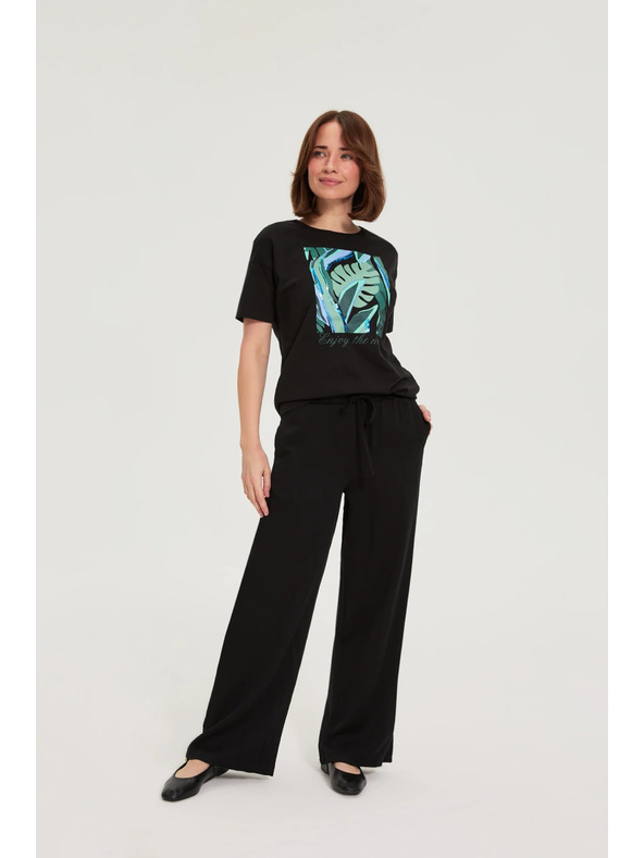 Moodo Nyomott mintás póló fekete Moodo