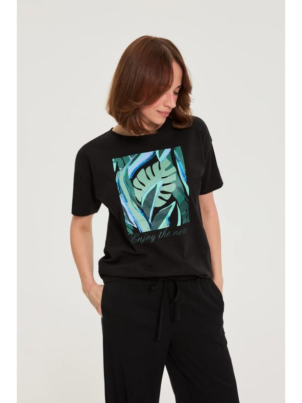 Moodo Nyomott mintás póló fekete Moodo