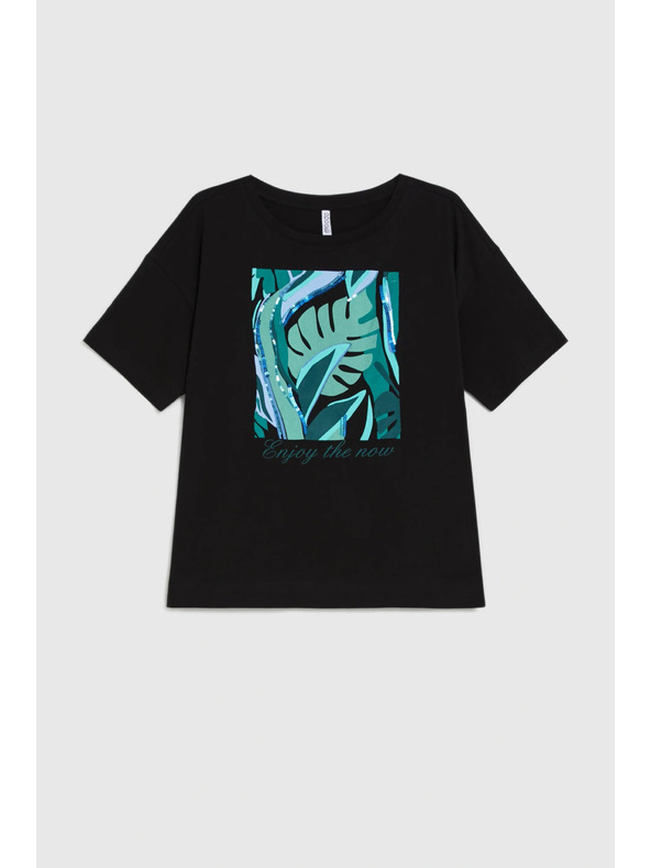 Moodo Nyomott mintás póló fekete Moodo