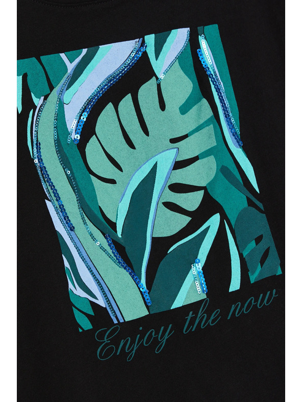 Moodo Nyomott mintás póló fekete Moodo