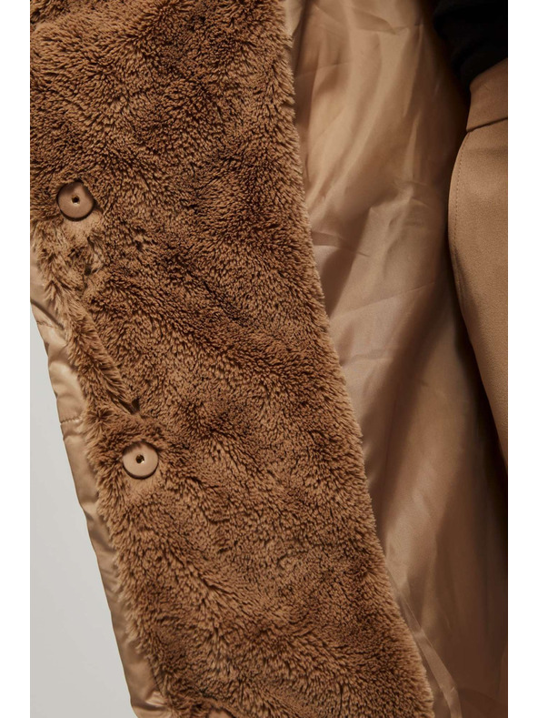 Moodo Hosszú kapucnis kabát sötét bézs Moodo