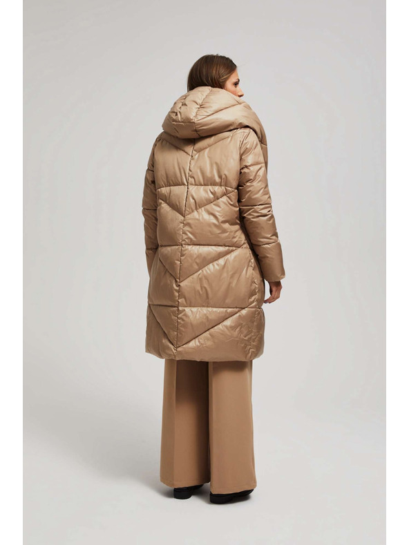Moodo Hosszú kapucnis kabát sötét bézs Moodo