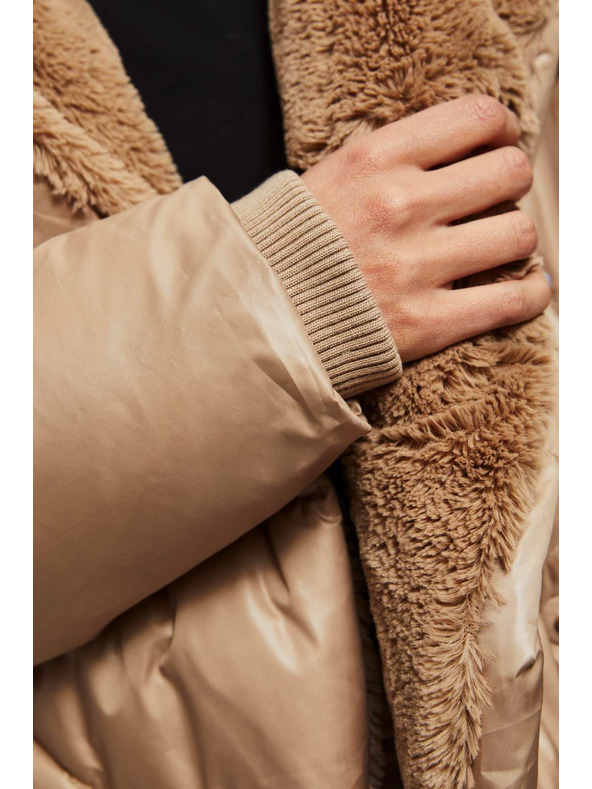 Moodo Hosszú kapucnis kabát sötét bézs Moodo