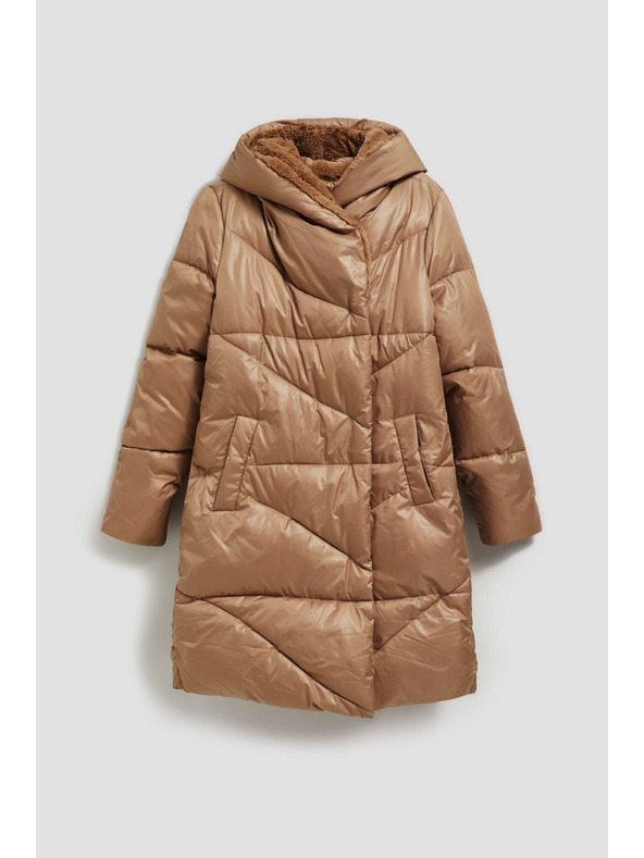Moodo Hosszú kapucnis kabát sötét bézs Moodo
