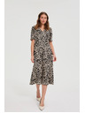 Moodo Mintás midi ruha bézs Moodo