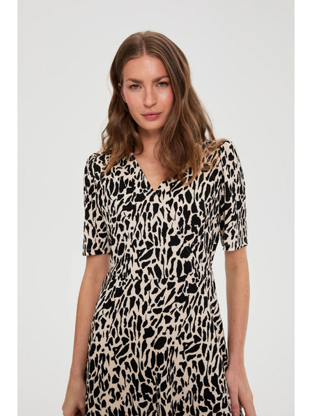 Moodo Mintás midi ruha bézs Moodo