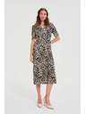Moodo Mintás midi ruha bézs Moodo