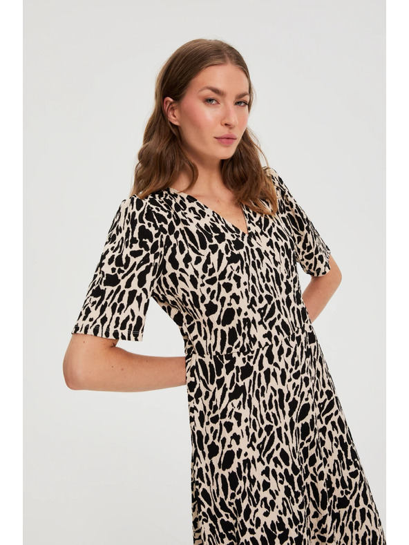 Moodo Mintás midi ruha bézs Moodo