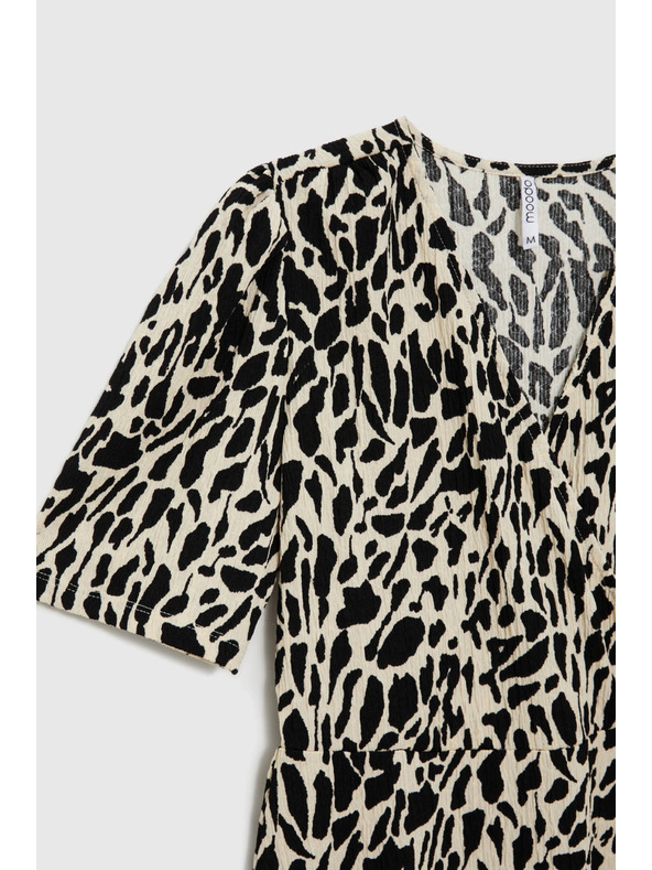 Moodo Mintás midi ruha bézs Moodo