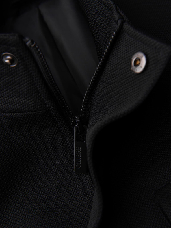 Ombre Clothing Férfi szabott strukturált kabát magas gallérral - fekete V1 OM-COWC-0136 Ombre Clothing