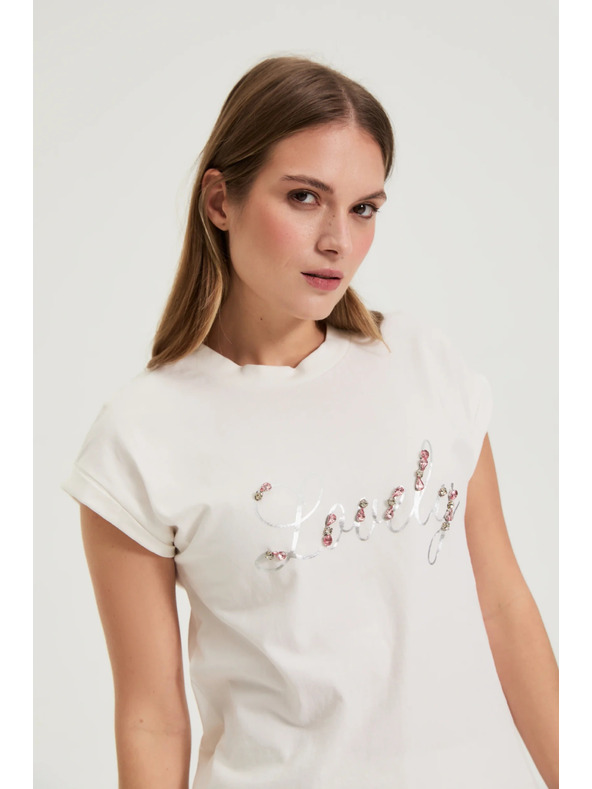 Moodo Póló nyomattal és korallal fehér Moodo