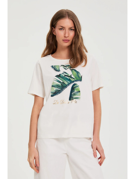 Moodo Fehér pamut blúz nyomattal Moodo