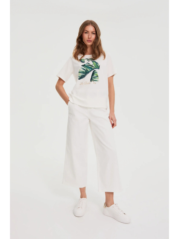 Moodo Fehér pamut blúz nyomattal Moodo