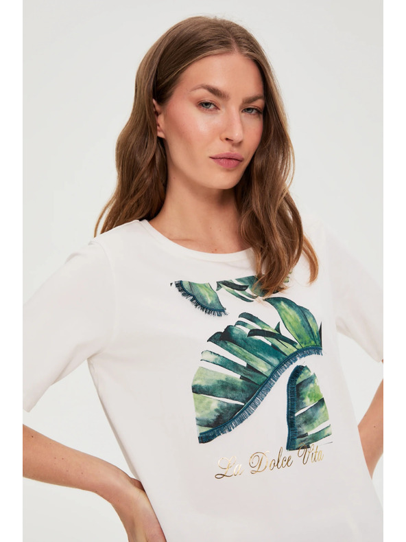 Moodo Fehér pamut blúz nyomattal Moodo