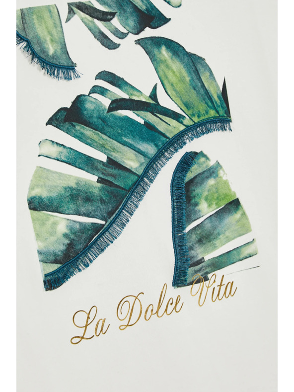 Moodo Fehér pamut blúz nyomattal Moodo