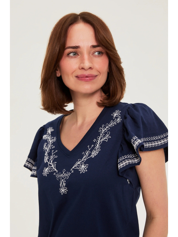 Moodo Pamut blúz nyomattal sötétkék Moodo