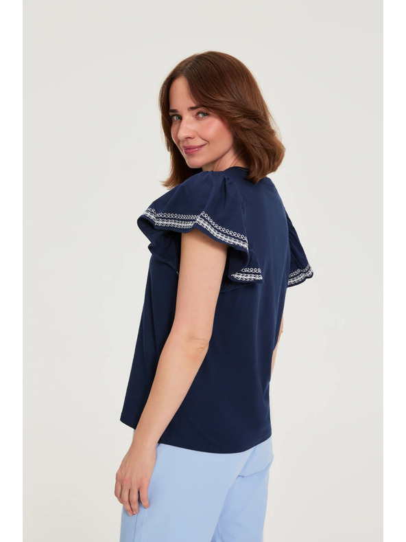 Moodo Pamut blúz nyomattal sötétkék Moodo