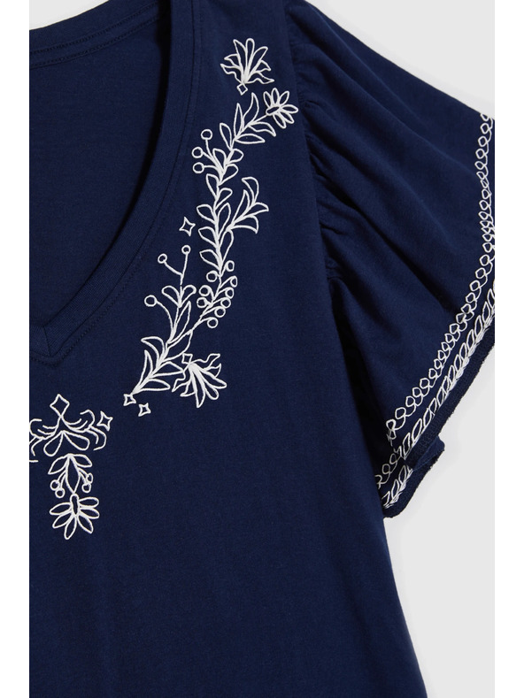 Moodo Pamut blúz nyomattal sötétkék Moodo