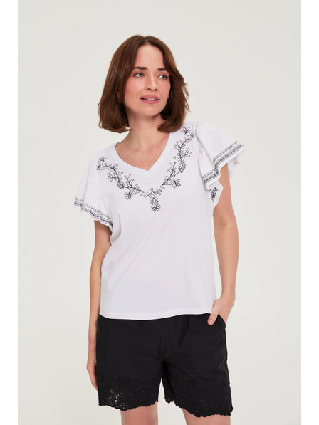 Moodo Fehér pamut blúz nyomattal Moodo