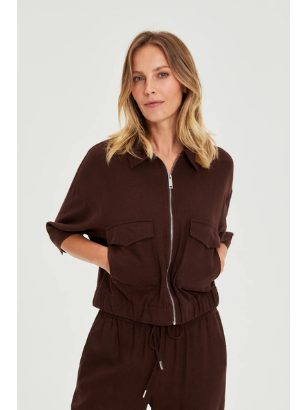 Moodo Kabát lenvászon anyaggal barna Moodo