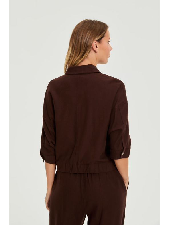 Moodo Kabát lenvászon anyaggal barna Moodo