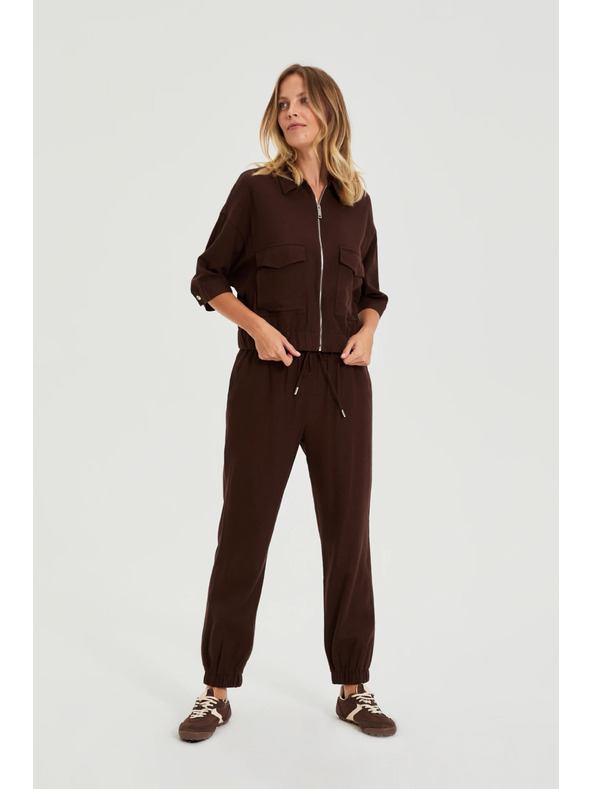 Moodo Kabát lenvászon anyaggal barna Moodo