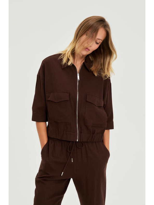 Moodo Kabát lenvászon anyaggal barna Moodo