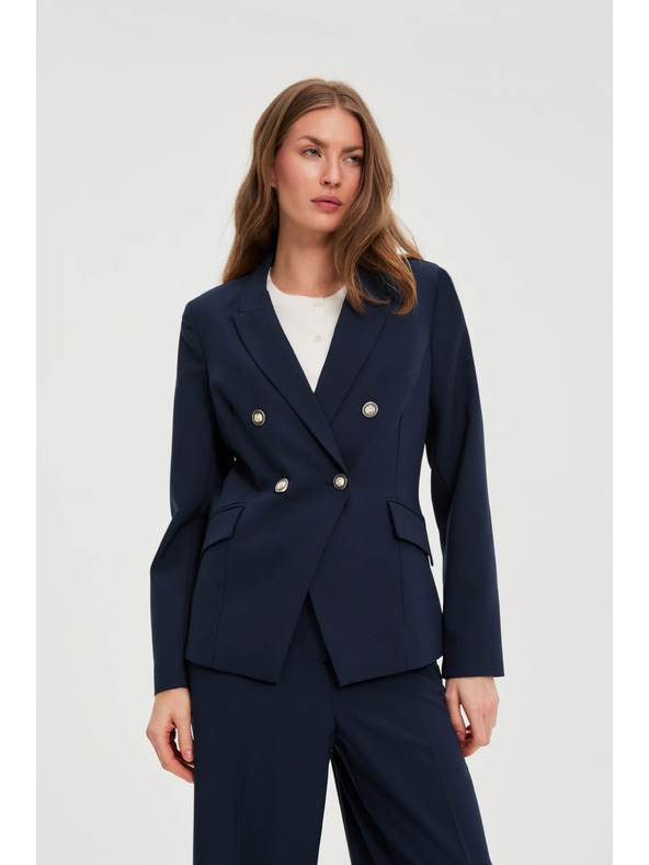 Moodo Kék kétsoros blazer dekoratív gombokkal Moodo