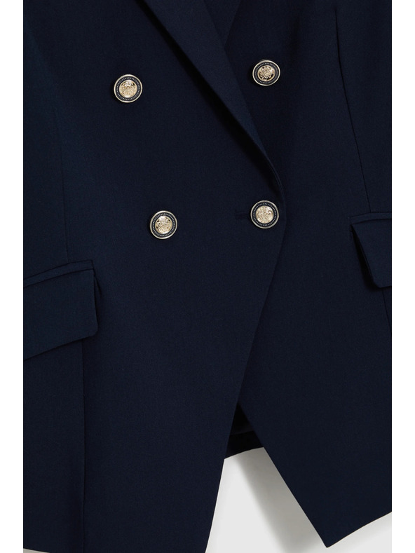 Moodo Kék kétsoros blazer dekoratív gombokkal Moodo