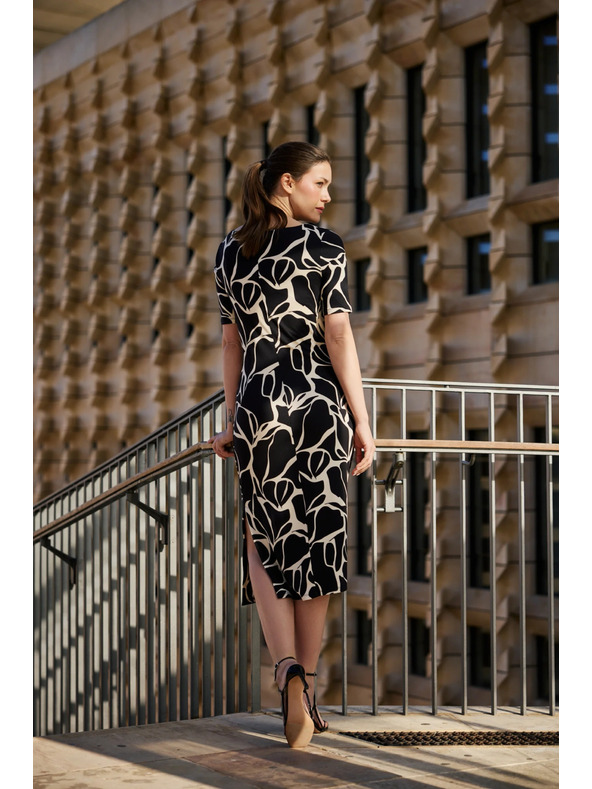 Moodo Mintás midi ruha bézs Moodo