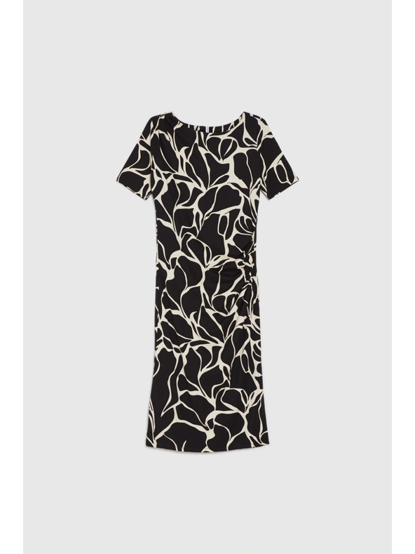 Moodo Mintás midi ruha bézs Moodo