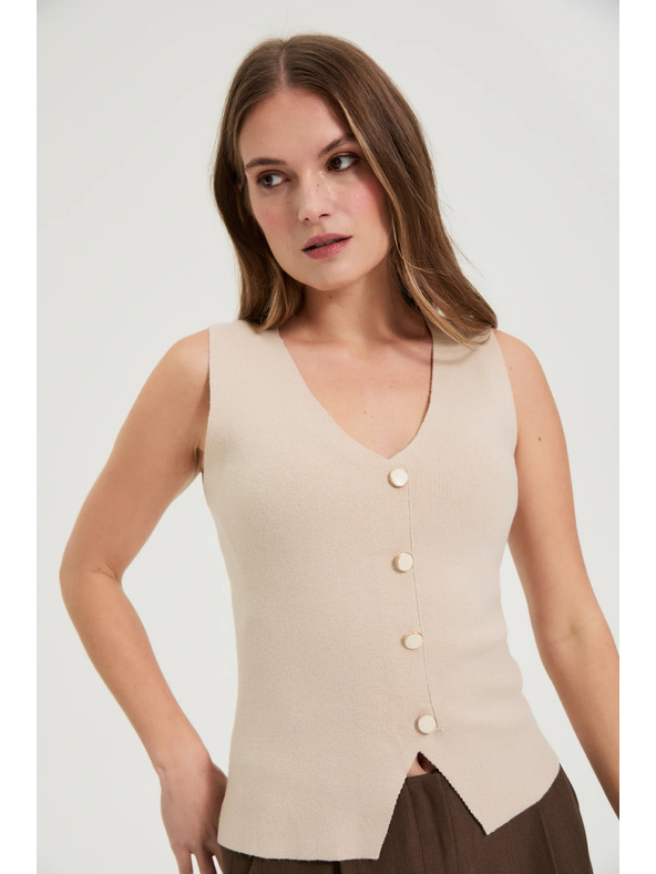 Moodo Felső dekoratív gombokkal bézs Moodo