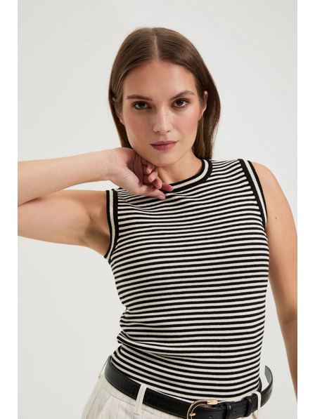 Moodo Fehér-fekete csíkos top Moodo