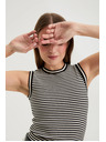 Moodo Fehér-fekete csíkos top Moodo