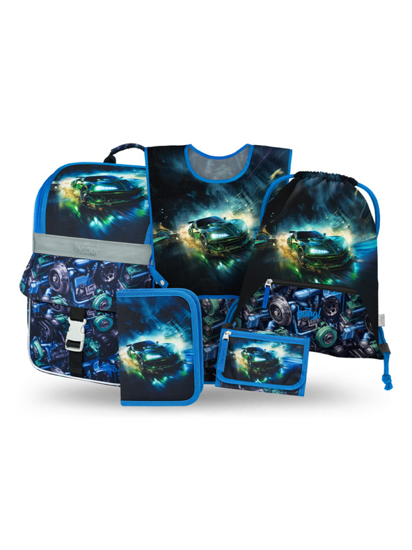 BAAGL  BAAGL SET 5 Zippy Versenyautó: aktatáska, tolltartó, zsák, kötény, pénztárca