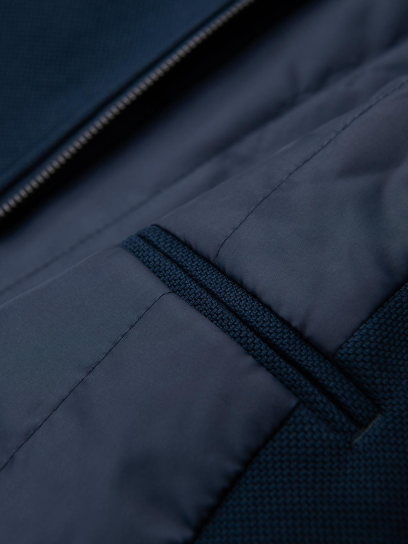 Ombre Clothing Férfi fitted strukturált kabát magas gallérral - sötétkék V2 OM-COWC-0136 Ombre Clothing