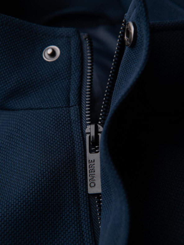 Ombre Clothing Férfi fitted strukturált kabát magas gallérral - sötétkék V2 OM-COWC-0136 Ombre Clothing