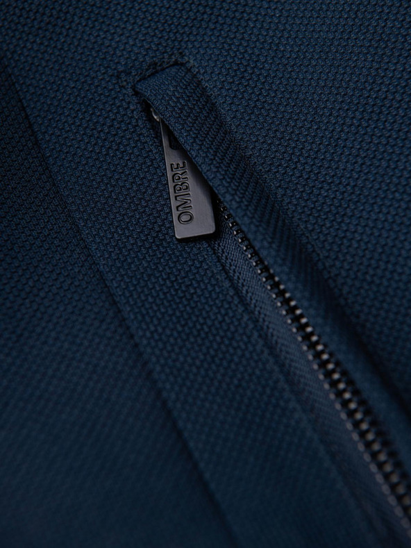 Ombre Clothing Férfi fitted strukturált kabát magas gallérral - sötétkék V2 OM-COWC-0136 Ombre Clothing