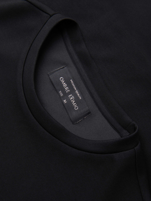 Ombre Clothing Férfi pulóver fényes nyomással a mellkason - fekete V1 OM-SNBC-0199 Ombre Clothing