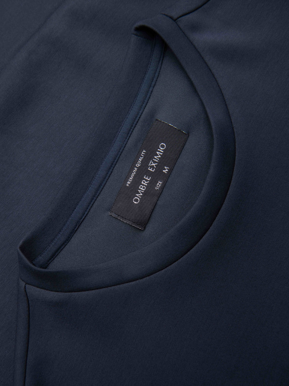 Ombre Clothing Férfi pulóver fényes mellnyomattal - sötétkék V4 OM-SNBC-0199 Ombre Clothing