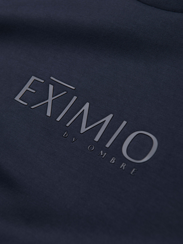 Ombre Clothing Férfi pulóver fényes mellnyomattal - sötétkék V4 OM-SNBC-0199 Ombre Clothing