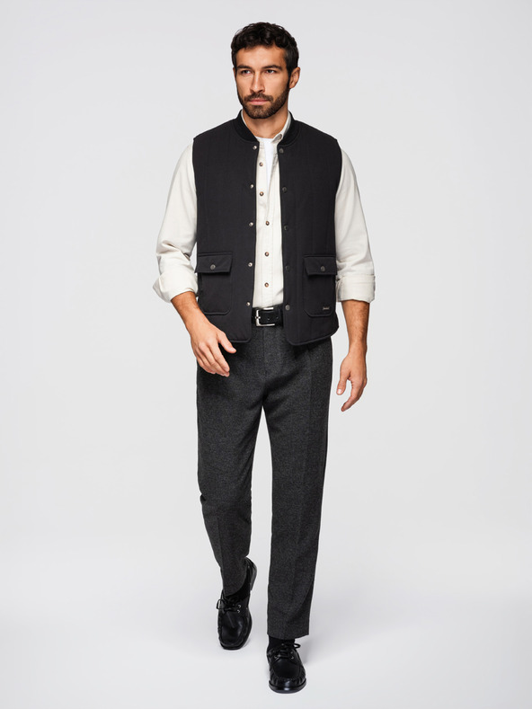 Ombre Clothing Férfi lezser ujjatlan mellény függőleges varrással - fekete V1 OM-JAVJ-0323 Ombre Clothing