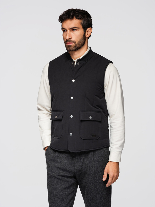 Ombre Clothing Férfi lezser ujjatlan mellény függőleges varrással - fekete V1 OM-JAVJ-0323 Ombre Clothing