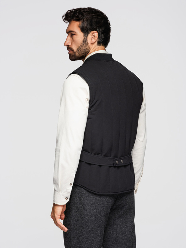 Ombre Clothing Férfi lezser ujjatlan mellény függőleges varrással - fekete V1 OM-JAVJ-0323 Ombre Clothing