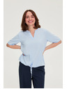 Moodo Viszkóz blúz kötéssel kék Moodo