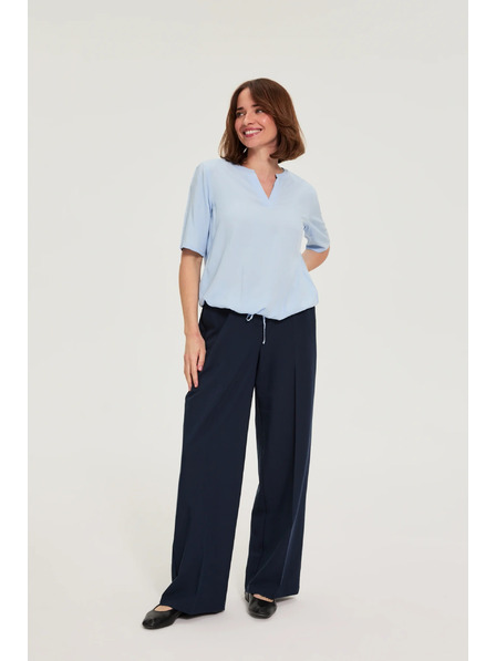 Moodo Viszkóz blúz kötéssel kék Moodo