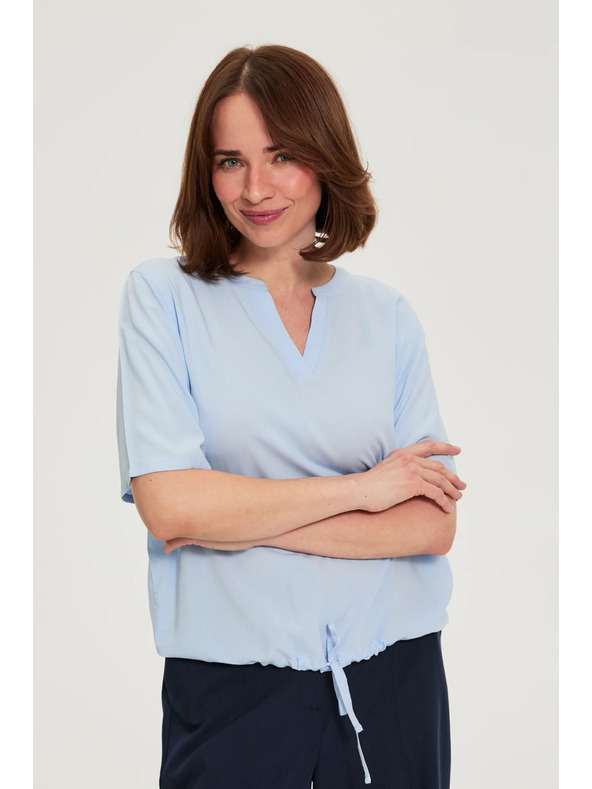Moodo Viszkóz blúz kötéssel kék Moodo