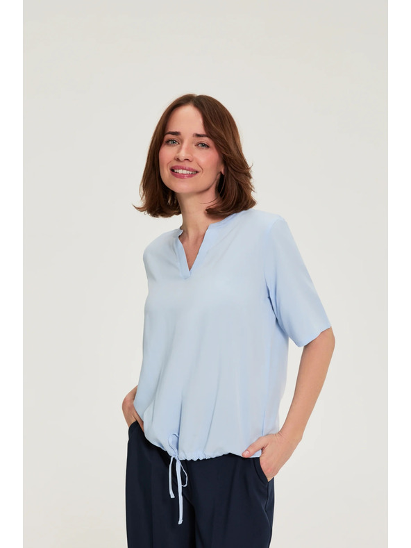 Moodo Viszkóz blúz kötéssel kék Moodo